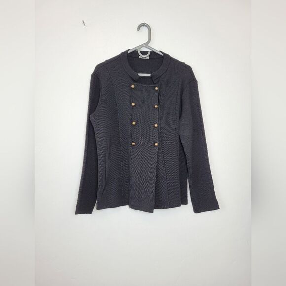 Carine Paris 100% Wool Sweater Black Military Gothic Victorian Size 3 Medium - Picture 6 of 13